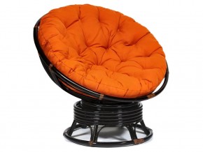 Кресло-качалка Papasan w 23/01 B с подушкой Antique brown, ткань Оранжевый в Карабаше - karabash.магазин96.com | фото