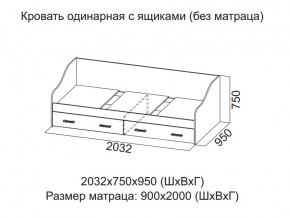 Кровать одинарная с ящиками (Без матраца 0,9*2,0) в Карабаше - karabash.магазин96.com | фото